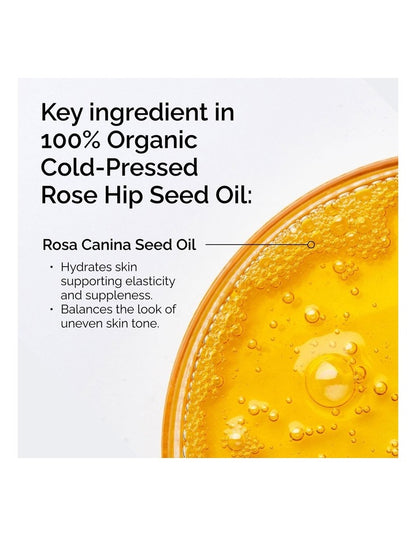100% Organic Cold-Pressed Rose Hip Seed Oil for Brightening and Radiance 30ml