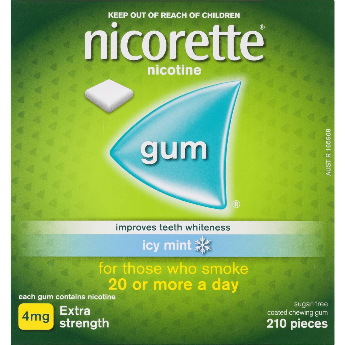Nicorette Quit Smoking Extra Strength Nicotine Gum Icy Mint 210 pack