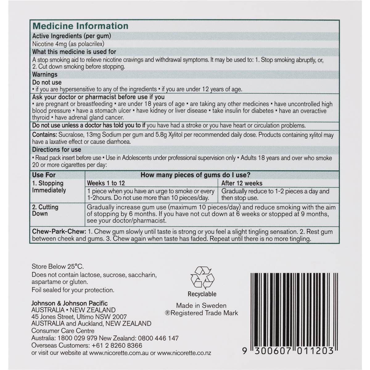 Nicorette Quit Smoking Extra Strength Nicotine Gum Icy Mint 210 pack
