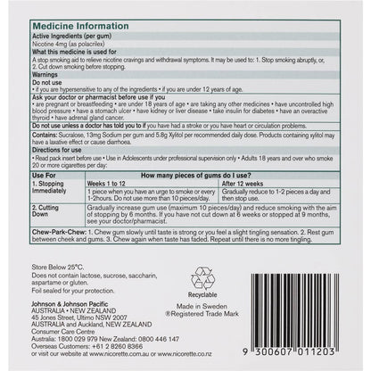 Nicorette Quit Smoking Extra Strength Nicotine Gum Icy Mint 210 pack