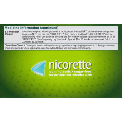 Nicorette Nicotine Gum Classic 2mg Regular Strength 210 pack