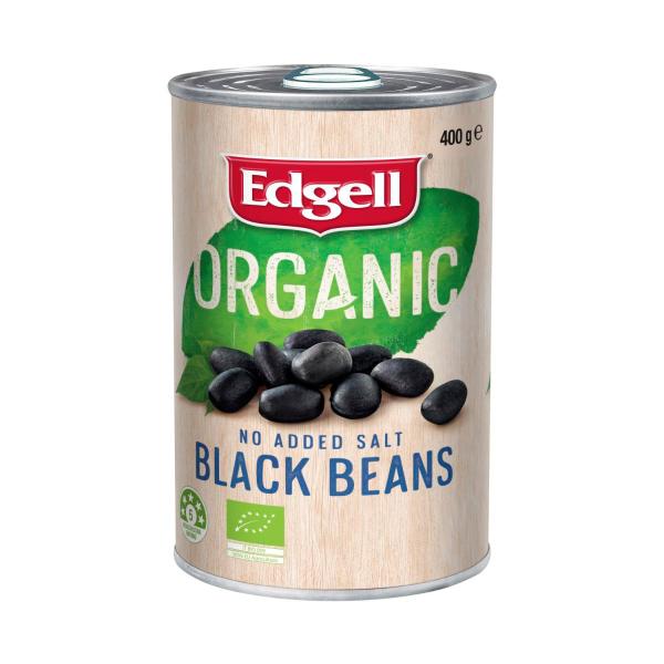 EDGELL ORGANIC BLACK BEANS NO ADDED SALT 400G