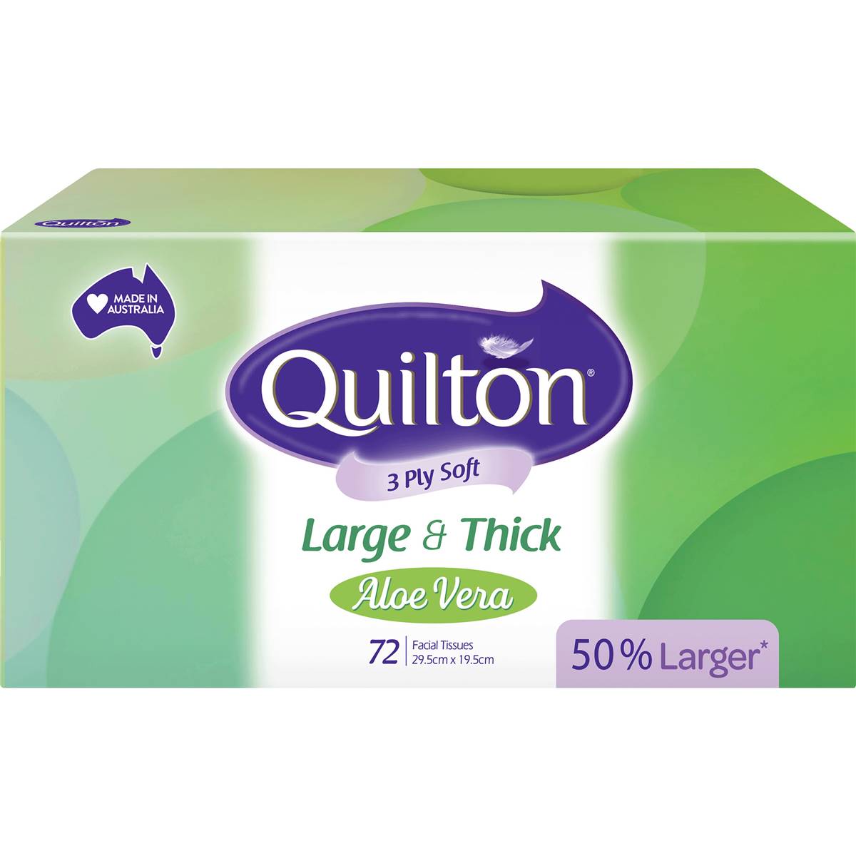Quilton 3 Ply Large & Thick Aloe Vera Facial Tissue 72 pack