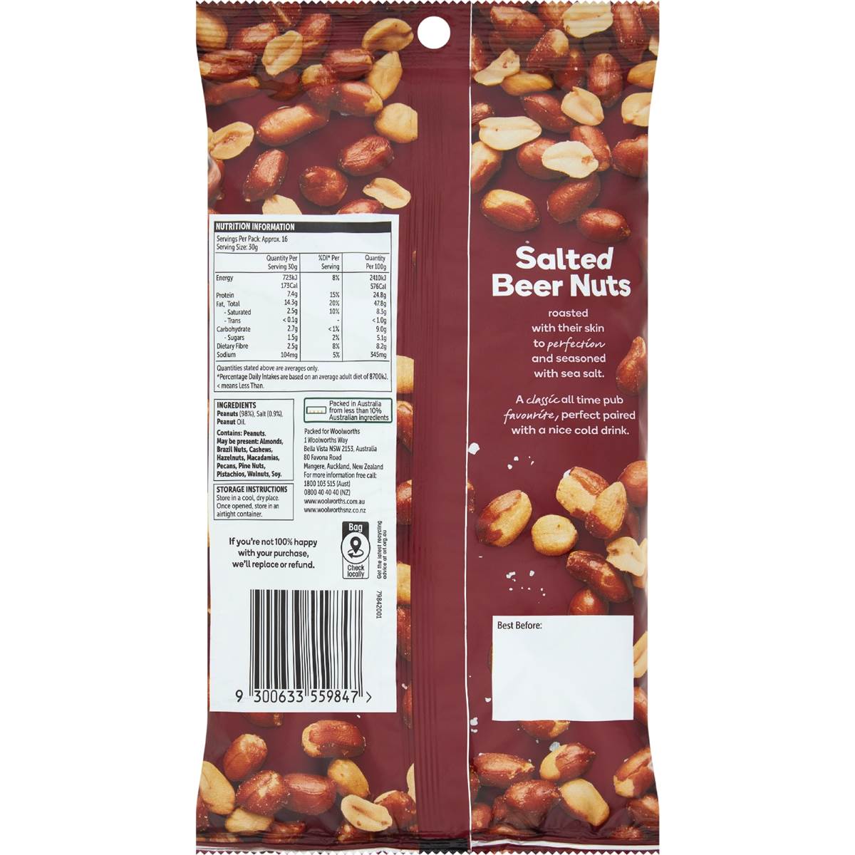 Woolworths Salted Beer Nuts 500g