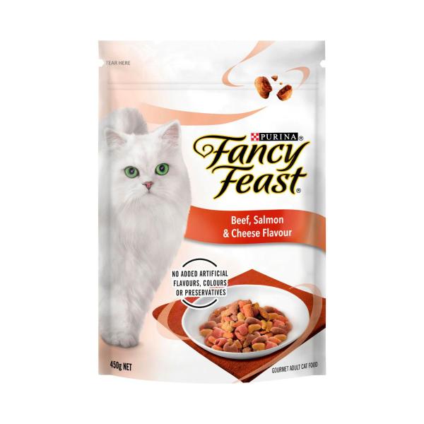 FANCY FEAST ADULT BEEF SALMON & CHEESE DRY CAT FOOD 450GRAM