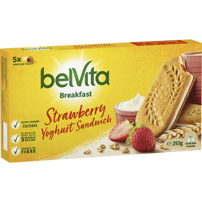 Belvita Strawberry Yoghurt Sandwich Breakfast Biscuits 5 Pack 253g