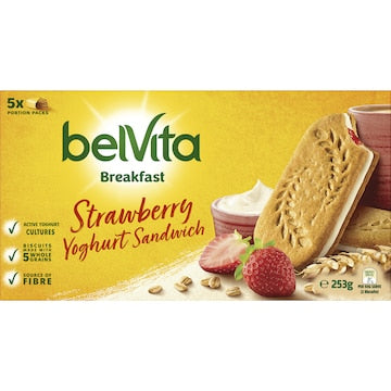 Belvita Strawberry Yoghurt Sandwich Breakfast Biscuits 253g 5 pack