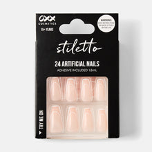OXX Cosmetics 24 Pack Artificial Nails with Adhesive - Squareletto Shape, French Line