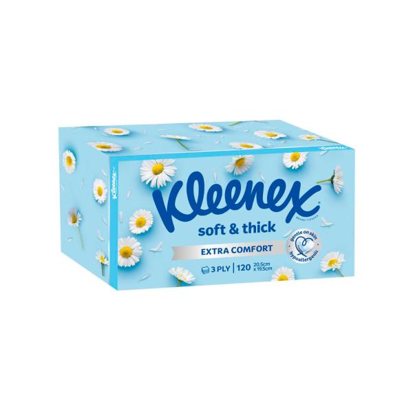 KLEENEX 3-PLY SOFT & THICK FACIAL TISSUES 120 PACK