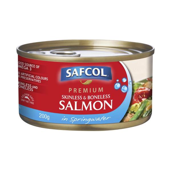 SAFCOL PREMIUM SALMON SKIN/BONELESS 200GRAM