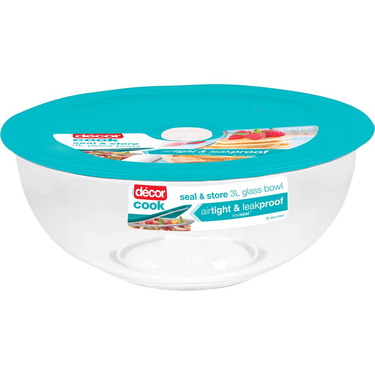 Decor Cook Glass Bowl Seal & Store 3L
