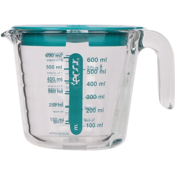Decor Cook Glass Measuring Jug With Teal Lid 650mL
