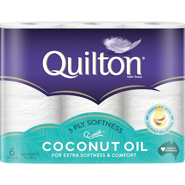 Quilton Coconut Oil 3 Ply Toilet Paper 6 pack