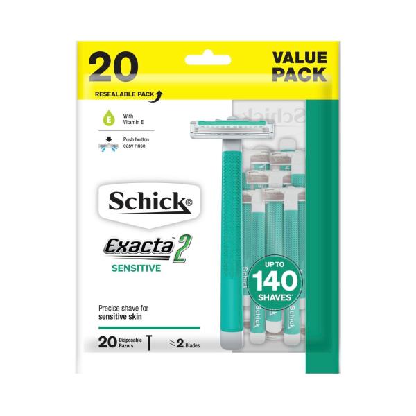SCHICK EXACTA 2 DISPOSABLE RAZOR SENSITIVE 20 PACK