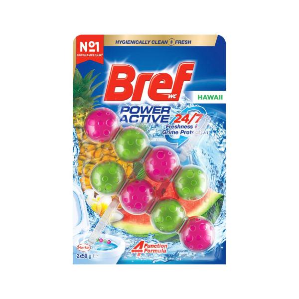 BREF POWER ACTIVE TOILET CLEANER RIM BLOCK HAWAII 50G X 2 PACK
