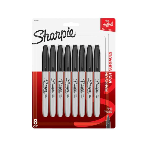 SHARPIE PERMANENT MARKERS FINE TIP 8PK