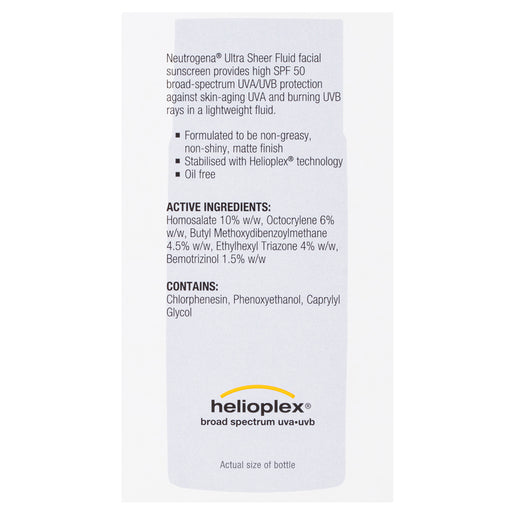 Neutrogena® Ultra Sheer Fluid Facial Sunscreen SPF50 40mL - GimmeNow