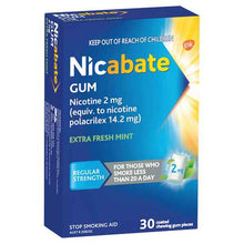 Nicabate Extra Fresh Mint Gum Quit Smoking 2mg 30 Pack