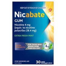 Nicabate Extra Fresh Mint Gum Quit Smoking 4mg 30 Pack