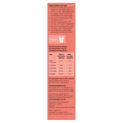 Hydralyte Peach Crush Flavoured Electrolyte 20 Effervescent Tablets