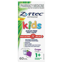 Zyrtec Cetirizine Kids Sugar Free Oral Liquid Grape Flavour 60mL