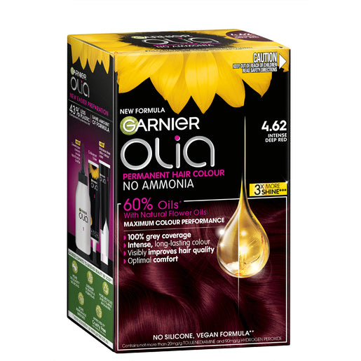 Garnier Olia 4.62 Intense Deep Red Permanent Hair Colour No Ammonia 60% Oils 1 Pack - GimmeNow