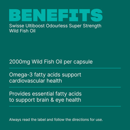 Swisse Ultiboost Odourless Super Strength Wild Fish Oil 200 Capsules