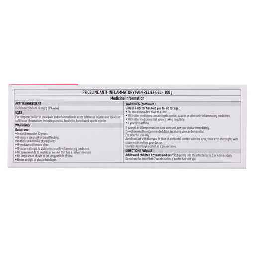 Priceline Anti-Inflammatory Pain Relief Gel 100g