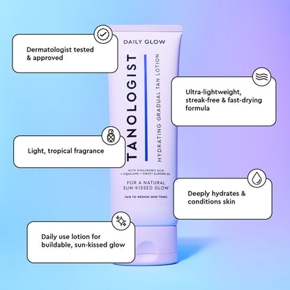 TANOLOGIST Hydrating Daily Glow Medium to Dark Gradual Tan Lotion 250mL - GimmeNow