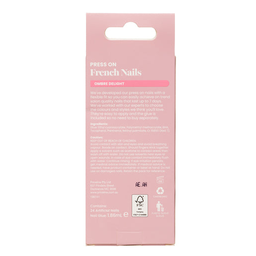 Priceline Almond Press On French Nails - Ombre Delight 1 Kit - GimmeNow
