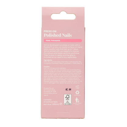 Priceline Almond Press On Polished Nails - Pink Paradise 1 Kit - GimmeNow
