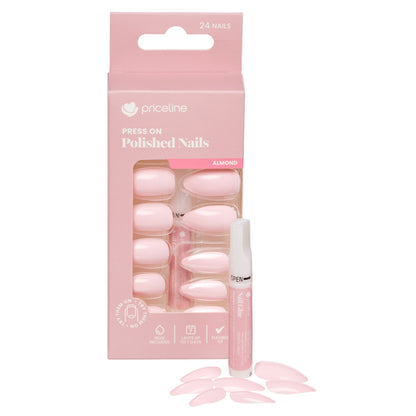Priceline Almond Press On Polished Nails - Pink Paradise 1 Kit - GimmeNow