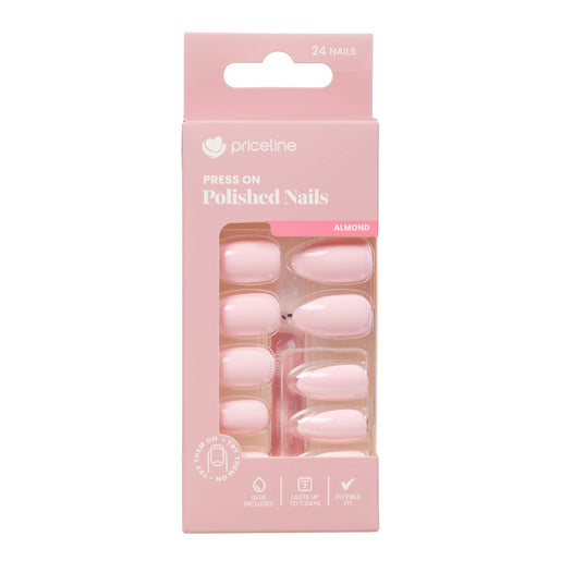 Priceline Almond Press On Polished Nails - Pink Paradise 1 Kit - GimmeNow