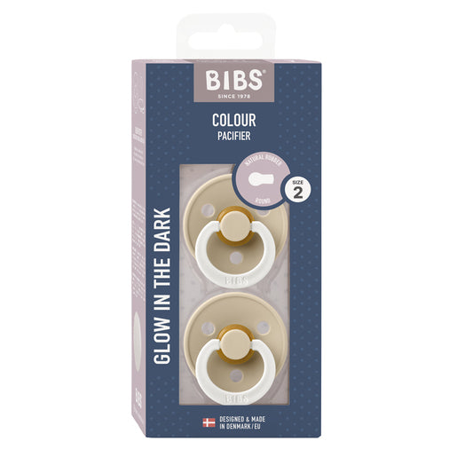 Bibs Pacifier Glow In The Dark Size 2 Vanilla 2 Pack