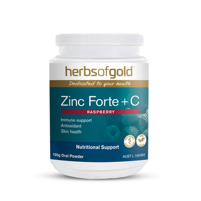Herbs of Gold Zinc Forte + C Raspberry 100g