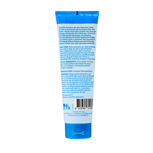 Priceline Sensitive With Zinc Sunscreen Lotion SPF 50+ 100mL
