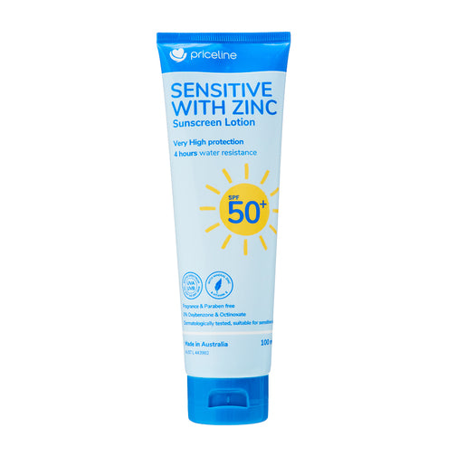 Priceline Sensitive With Zinc Sunscreen Lotion SPF 50+ 100mL