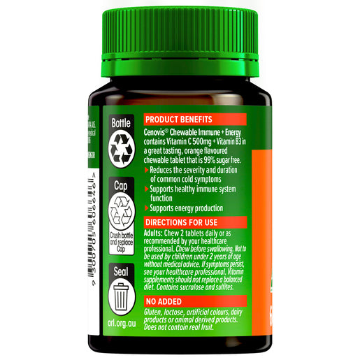 Cenovis Chewable Immune + Energy Orange Flavour 60 Tablets