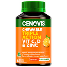 Cenovis Chewable Triple Action Vit C, D & Zinc Orange Flavour 60 Tablets