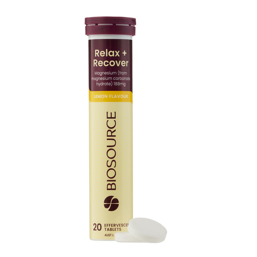 BIOSOURCE Relax + Recover Lemon Flavour 20 Effervescent Tablets - GimmeNow