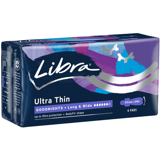 Libra Ultra Thin Goodnights Pads Long & Wide With Wings 6 Pack - GimmeNow