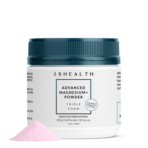 JSHealth Advanced Magnesium+ Powder Raspberry Lemonade Flavour 180g - GimmeNow