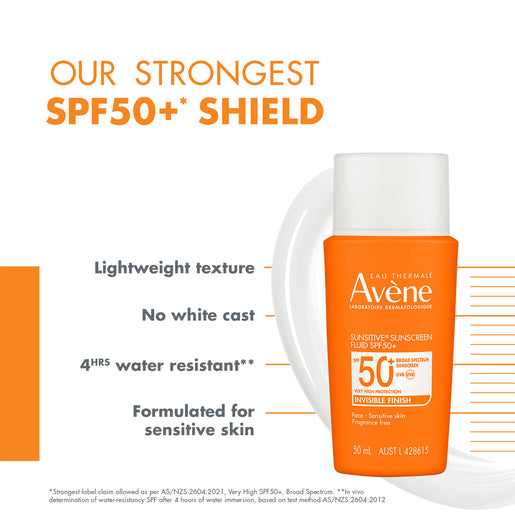 Avène Sunsitive Sunscreen Fluid SPF 50+ 50mL - GimmeNow