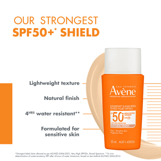 Avène Sunsitive Sunscreen Tinted Fluid SPF 50+ Natural Finish 50mL