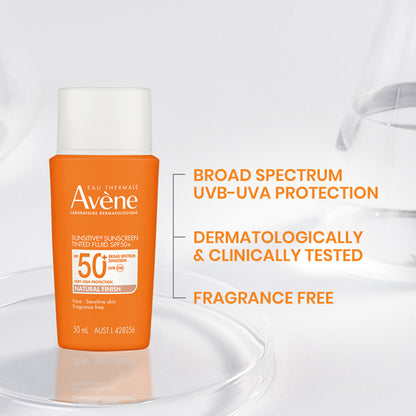 Avène Sunsitive Sunscreen Tinted Fluid SPF 50+ Natural Finish 50mL