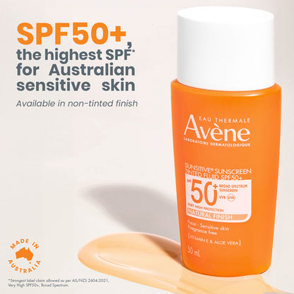 Avène Sunsitive Sunscreen Tinted Fluid SPF 50+ Natural Finish 50mL