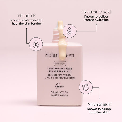 GEM Solar Screen SPF 50+ Lightweight Face Sunscreen Fluid 30mL
