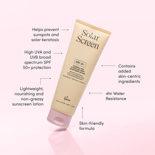 GEM Solar Screen SPF 50+ Mineral Zinc Hydrating Body Sunscreen Lotion 120mL