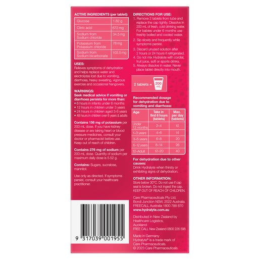 Hydralyte Strawberry Kiwi Flavoured Effervescent Electrolyte 40 Effervescent Tablets - GimmeNow