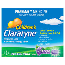 Claratyne Children's Hayfever & Allergy Relief Grape Flavoured 50 Chewable Tablets - GimmeNow